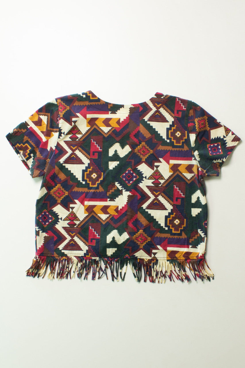 Vintage Multicolor Pattern Frill Tee (1990s)