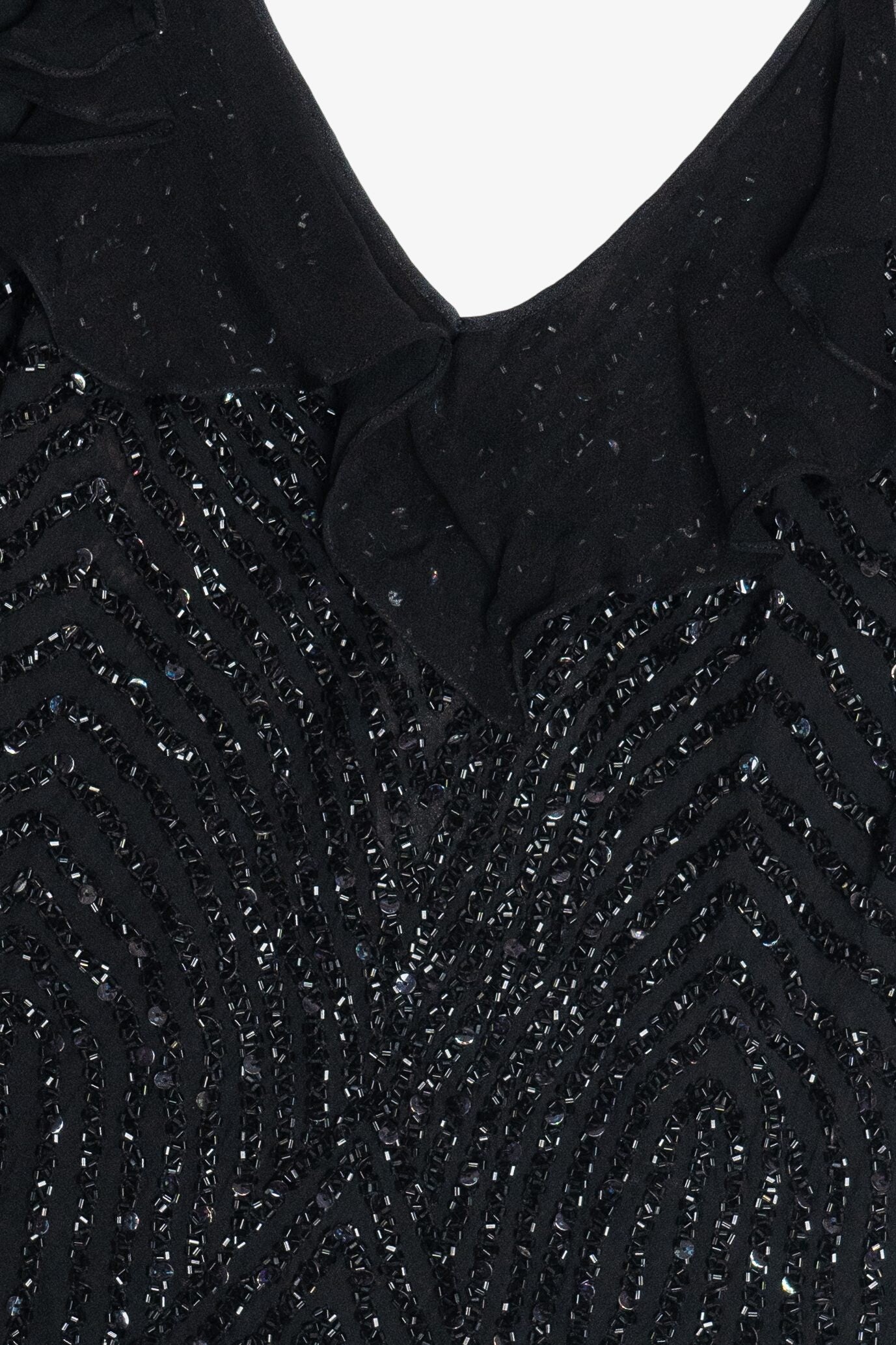 Vintage Y2K Beaded Silk Papell Boutique Flutter Sleeve Tank Top