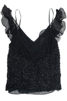 Vintage Y2K Beaded Silk Papell Boutique Flutter Sleeve Tank Top