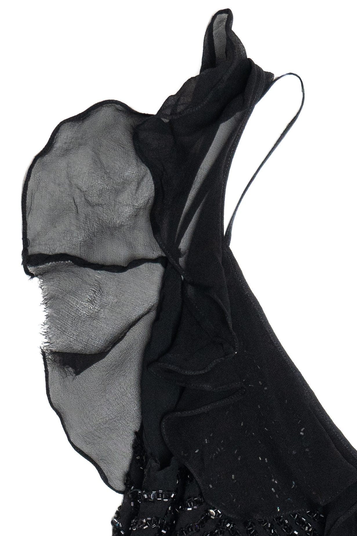 Vintage Y2K Beaded Silk Papell Boutique Flutter Sleeve Tank Top