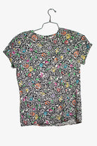 Vintage Black Floral Button Back Blouse (1990s)