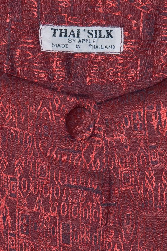 Vintage Thai Silk Short Dolman Sleeve Button Up Top