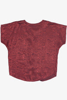 Vintage Thai Silk Short Dolman Sleeve Button Up Top