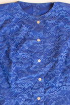 Vintage Blue Lace Crop Button Up Blouse (1990s)