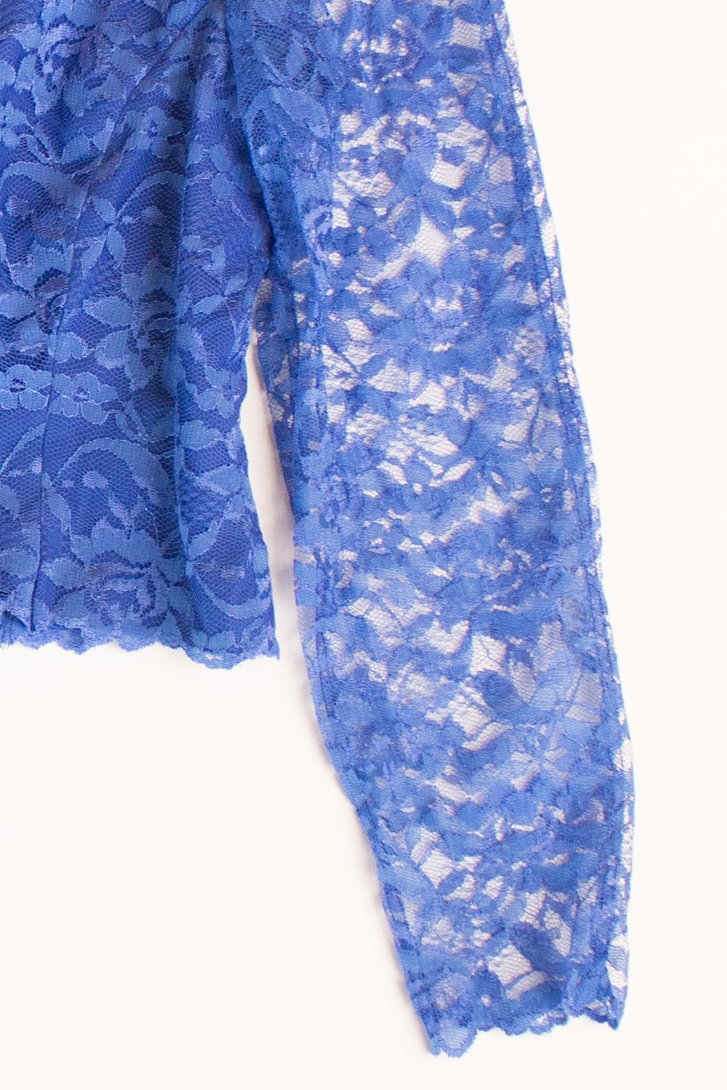 Vintage Blue Lace Crop Button Up Blouse (1990s)