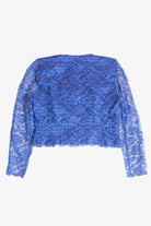 Vintage Blue Lace Crop Button Up Blouse (1990s)