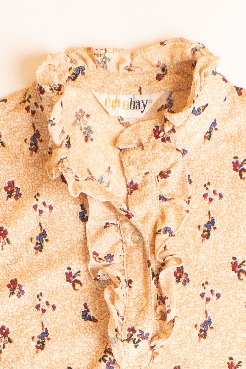 Vintage Ruffle Collar Peasant Blouse (1990s)