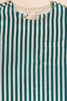 Vintage Green Striped Short Sleeve Blouse (1990s)