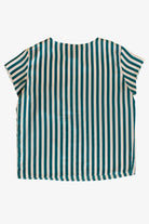 Vintage Green Striped Short Sleeve Blouse (1990s)