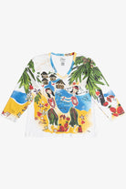 Vintage Tropical Hula Girls All Over Print 3/4 Sleeve Top (2000s)