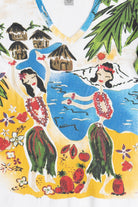 Vintage Tropical Hula Girls All Over Print 3/4 Sleeve Top (2000s)