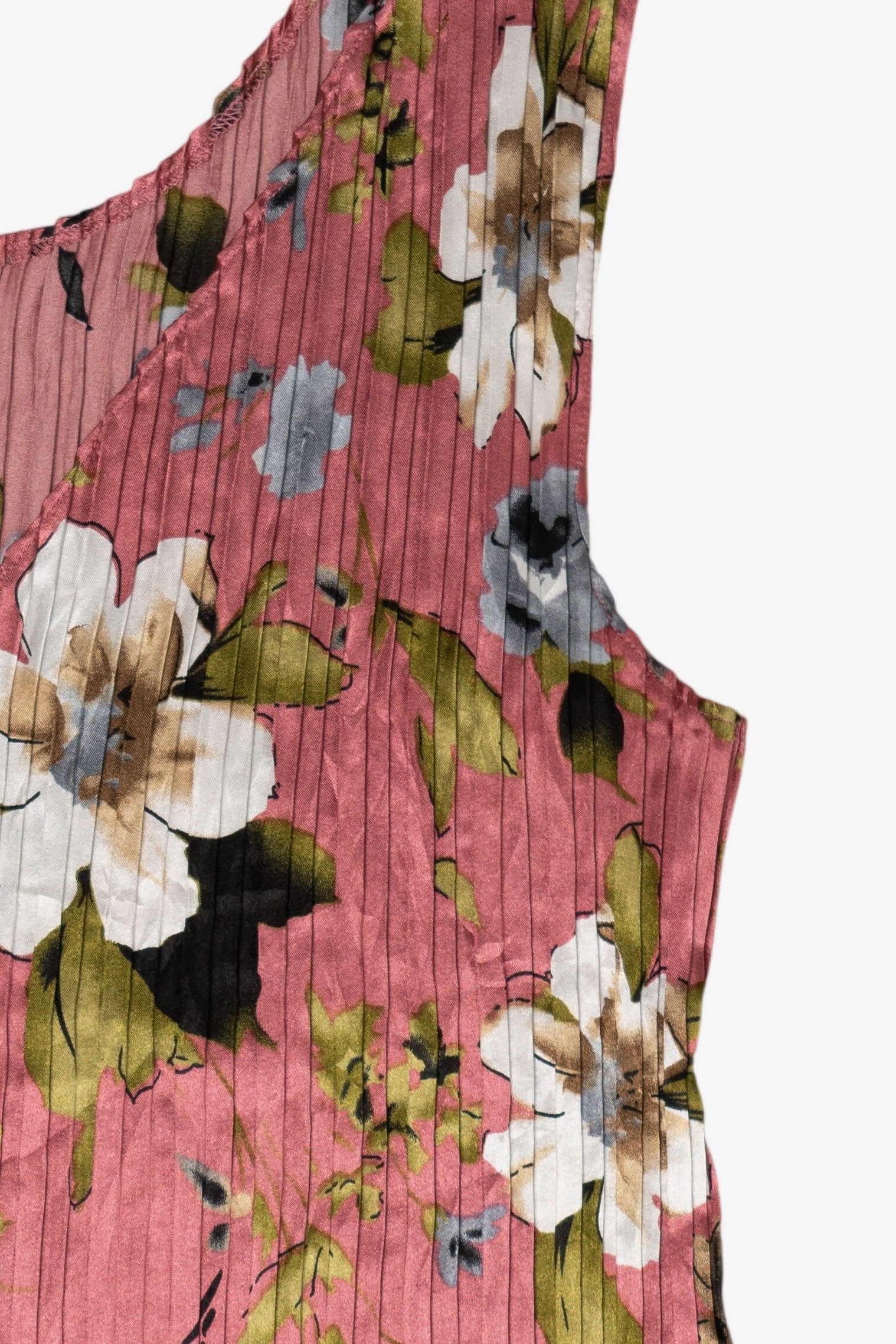 Vintage Pink Pleated Stretchy Jaipur Silky Tank Top (2000s)