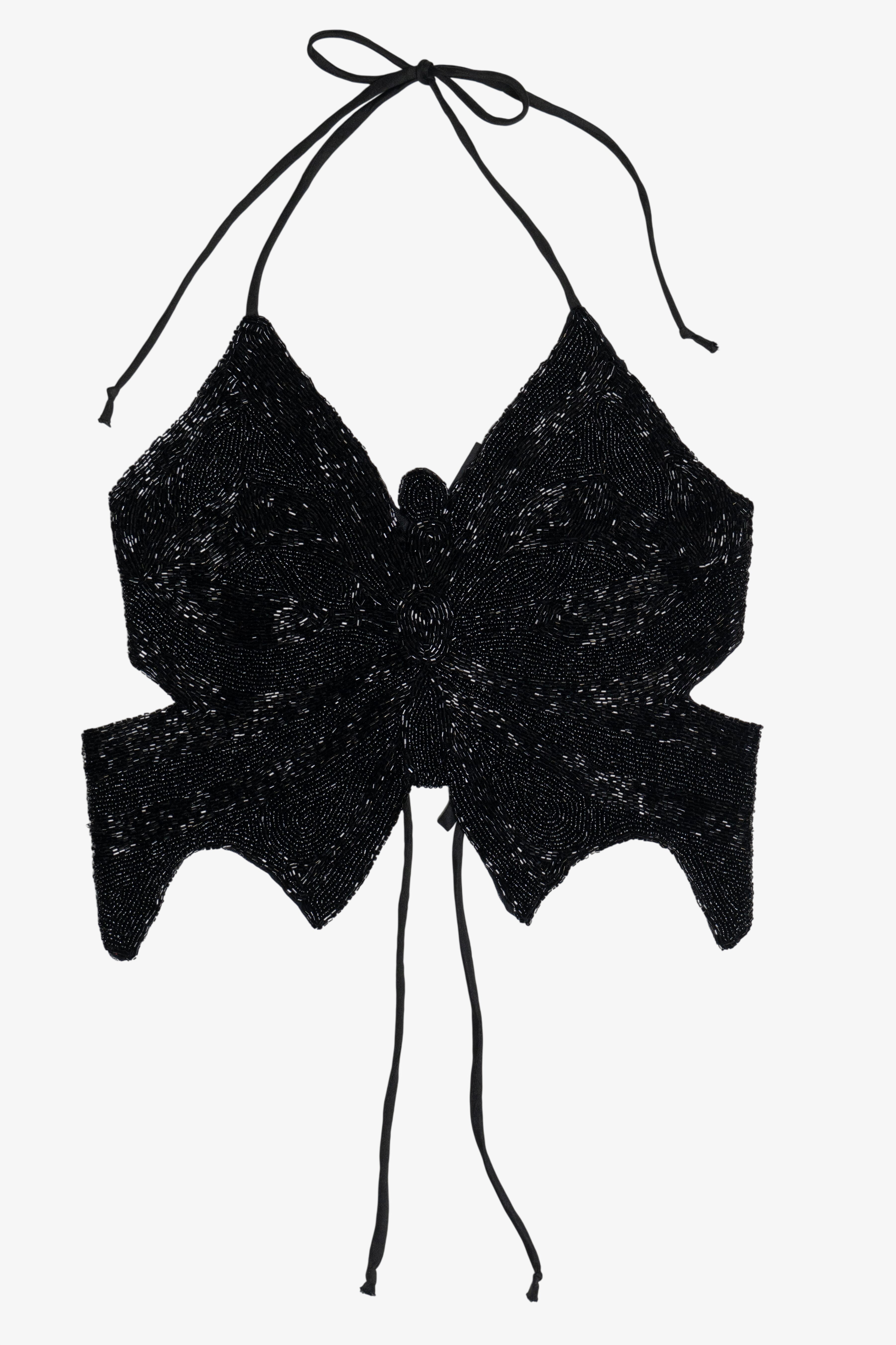 Vintage Heart Moon Star Y2K Beaded Butterfly Adjustable Halter Top (2000s)
