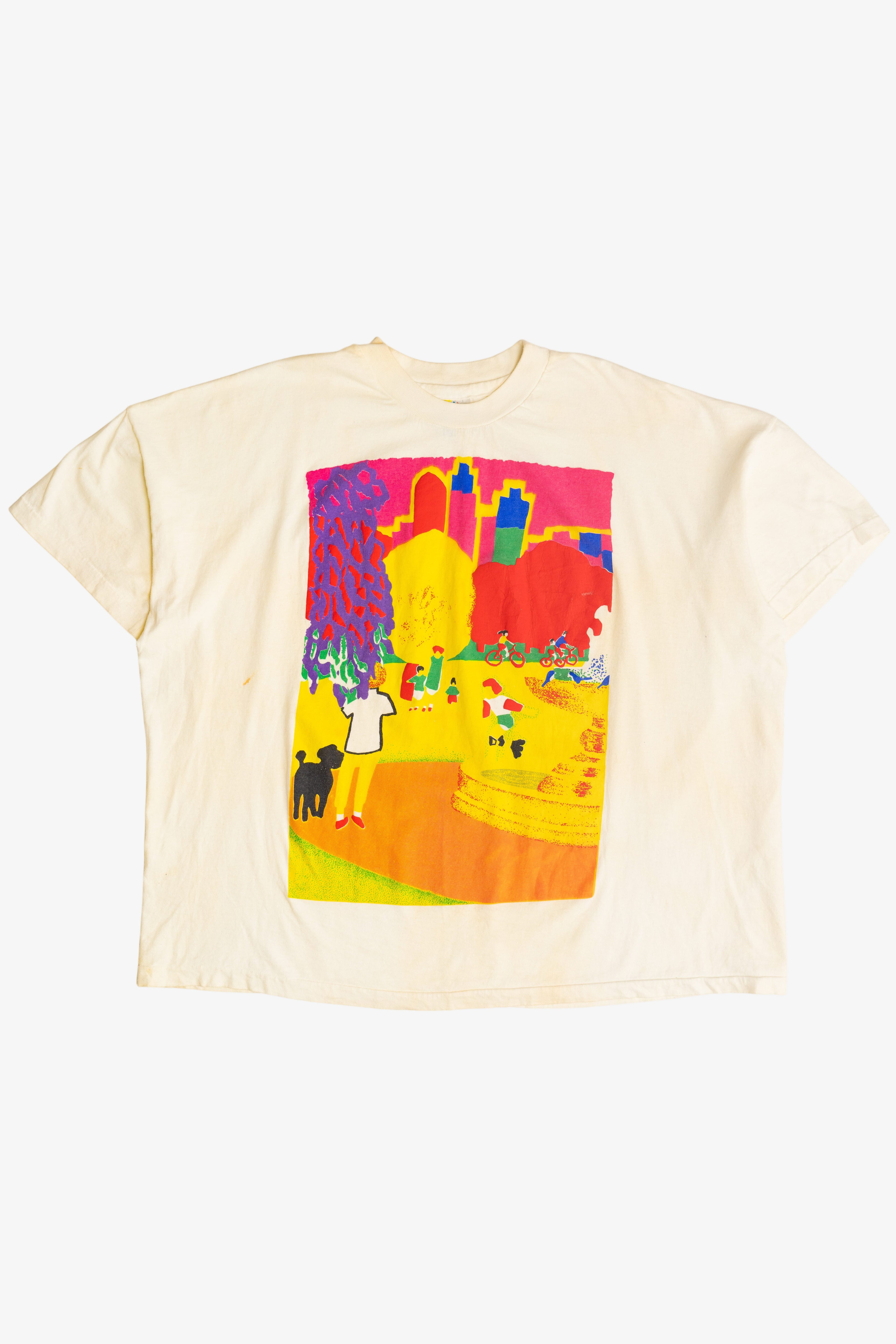 Vintage Park City Scene Embossed Print T-Shirt (1990s)