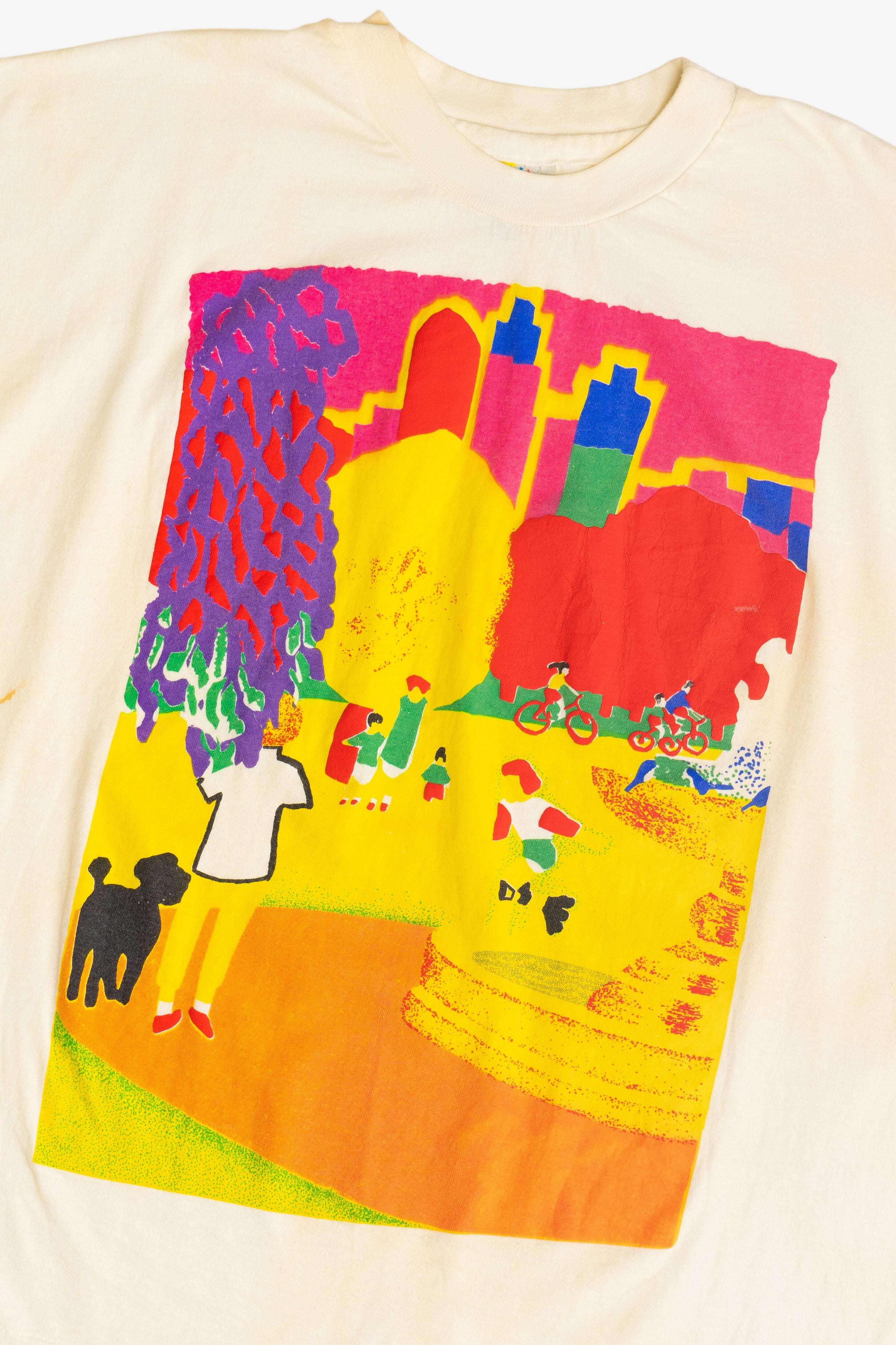 Vintage Park City Scene Embossed Print T-Shirt (1990s)
