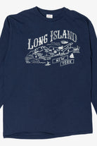 Vintage Navy Blue Long Island New York Long Sleeve T-Shirt (1990s)