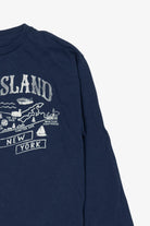 Vintage Navy Blue Long Island New York Long Sleeve T-Shirt (1990s)