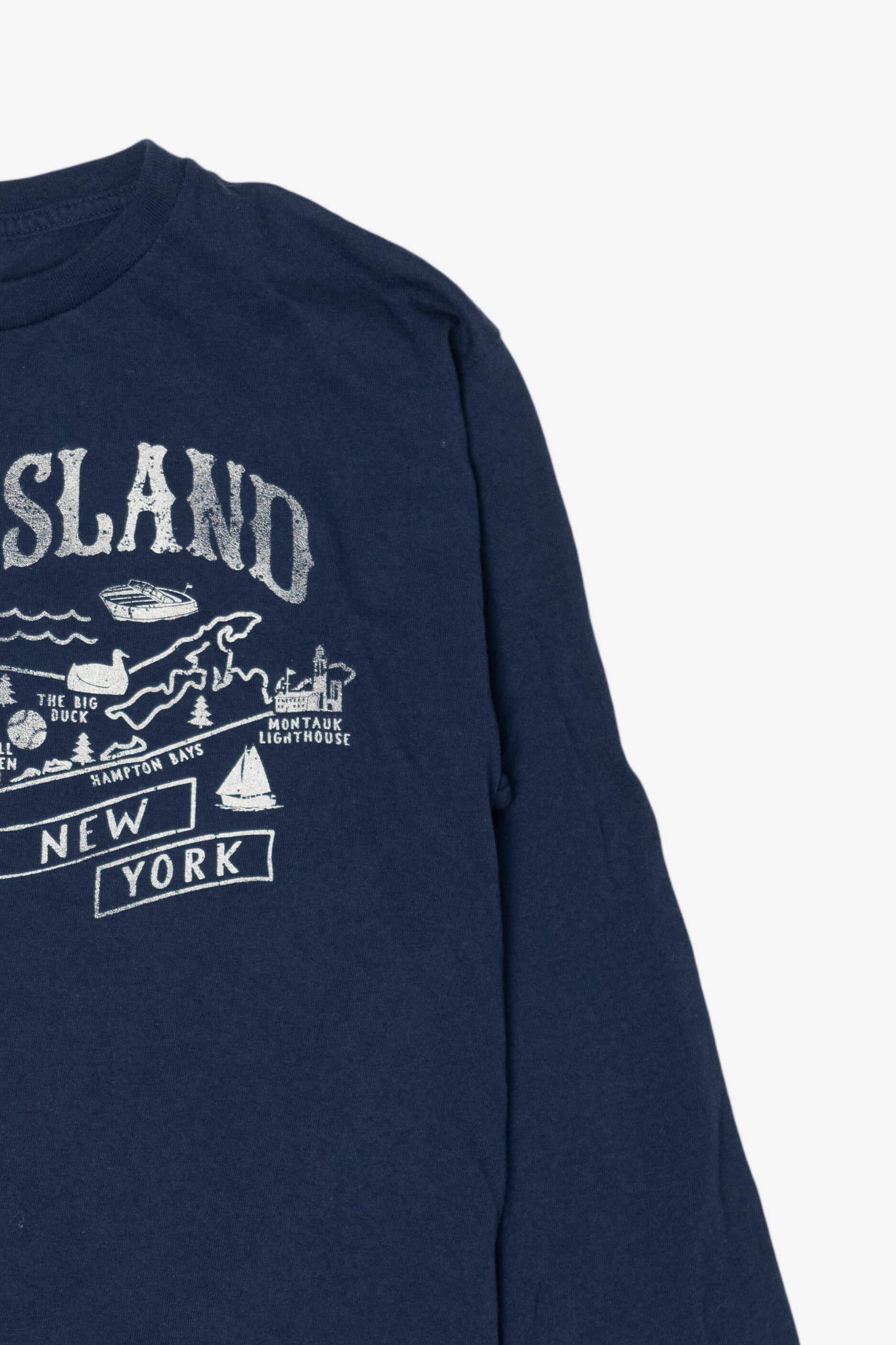 Vintage Navy Blue Long Island New York Long Sleeve T-Shirt (1990s)