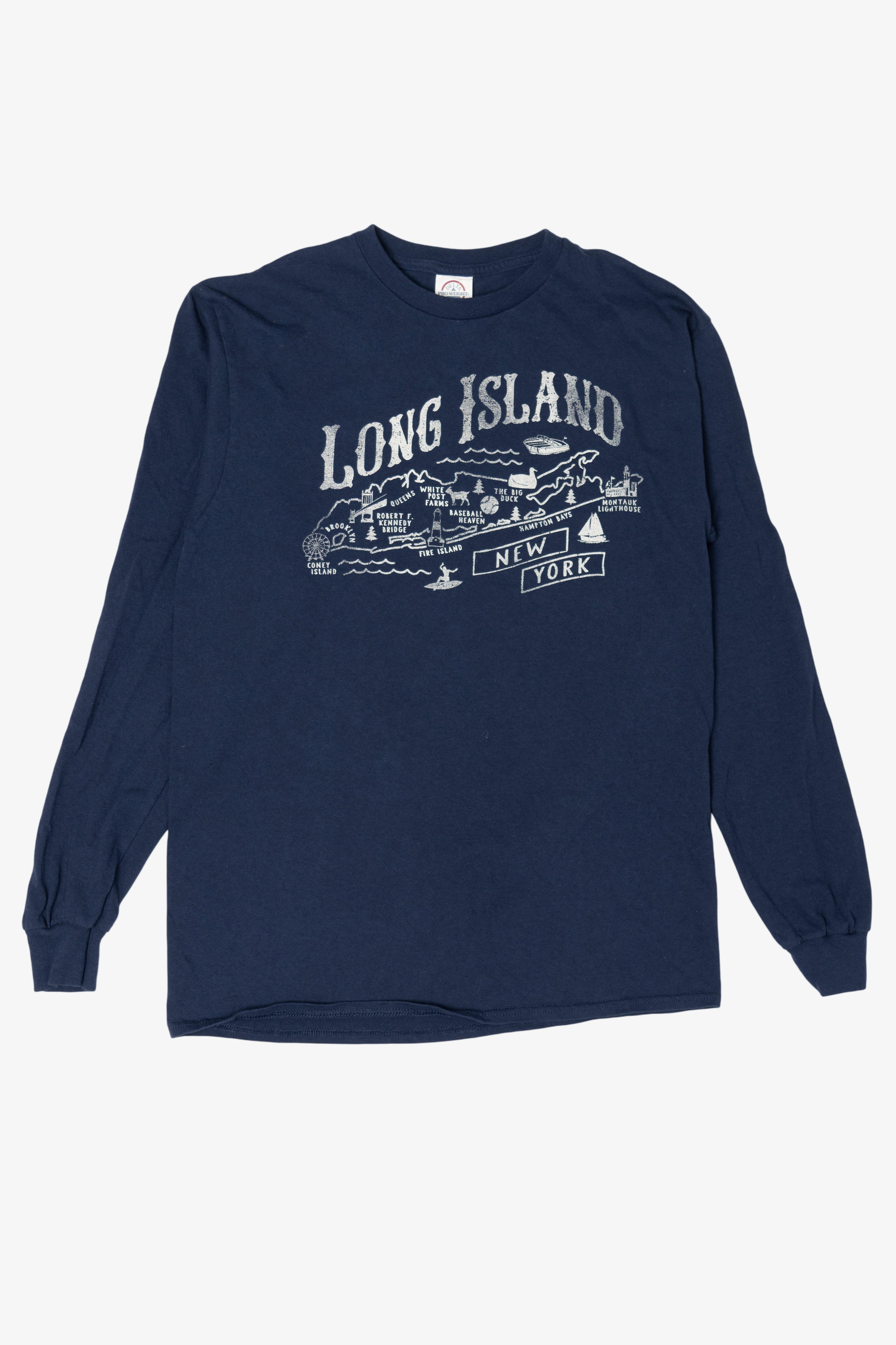 Vintage Navy Blue Long Island New York Long Sleeve T-Shirt (1990s)