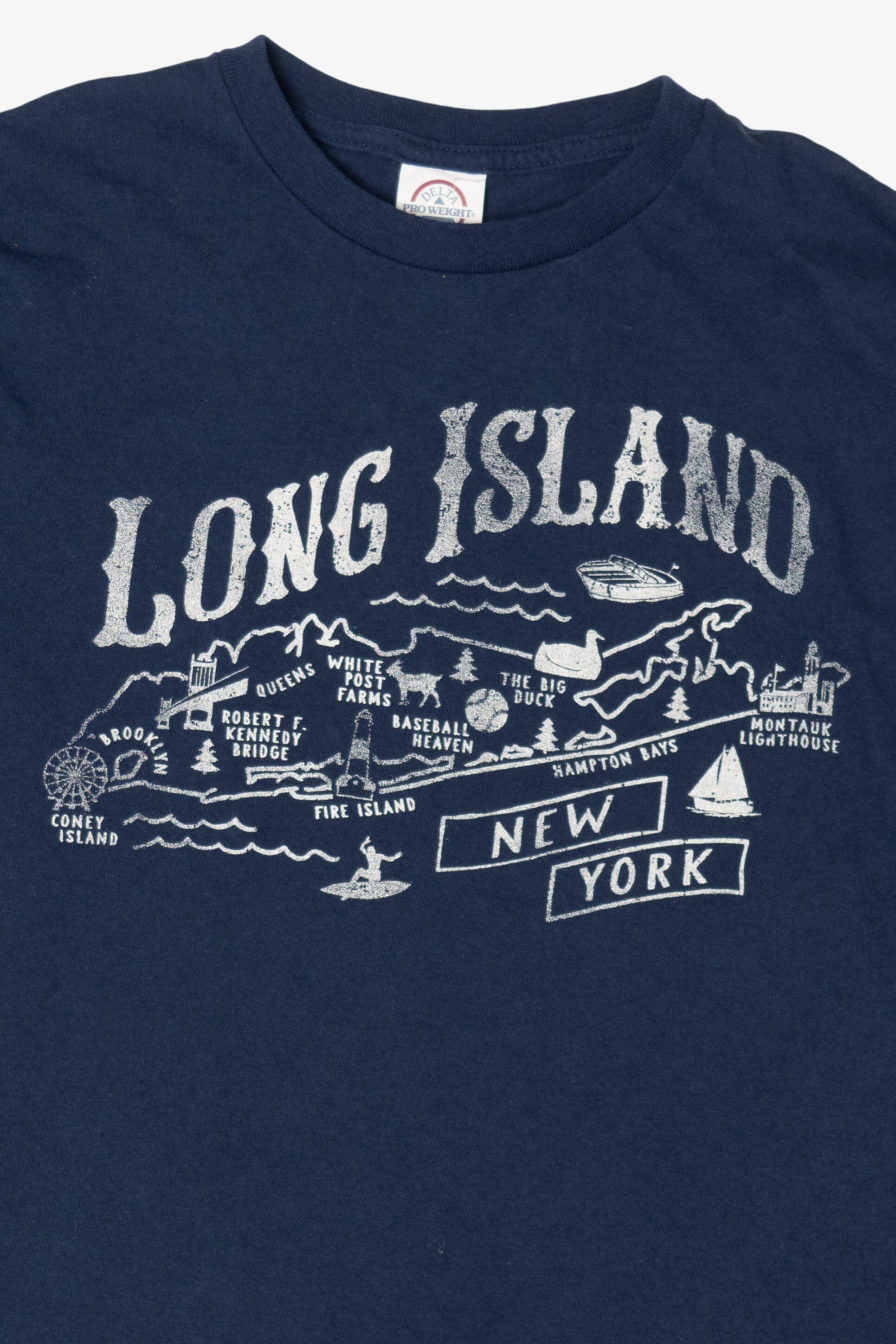 Vintage Navy Blue Long Island New York Long Sleeve T-Shirt (1990s)