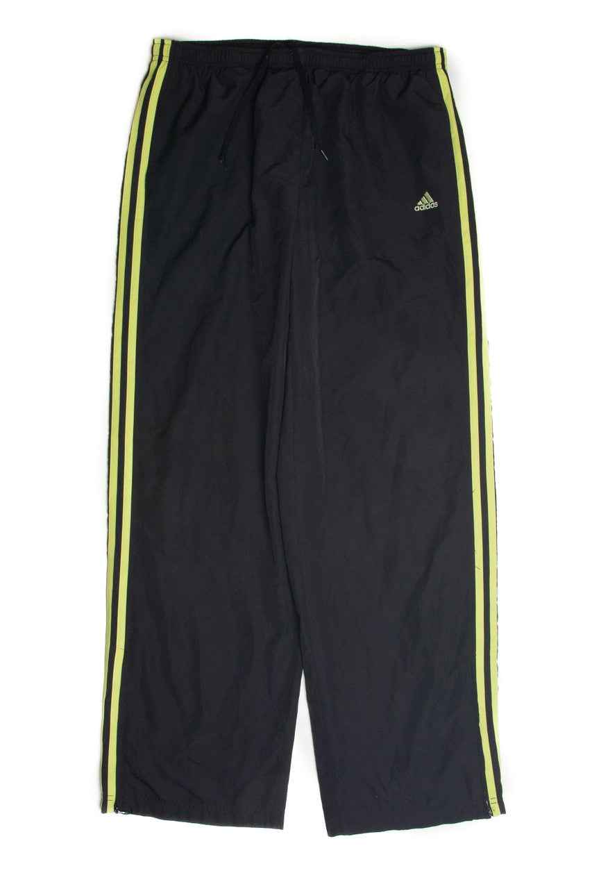 Vintage Black and Green Adidas Track Pants