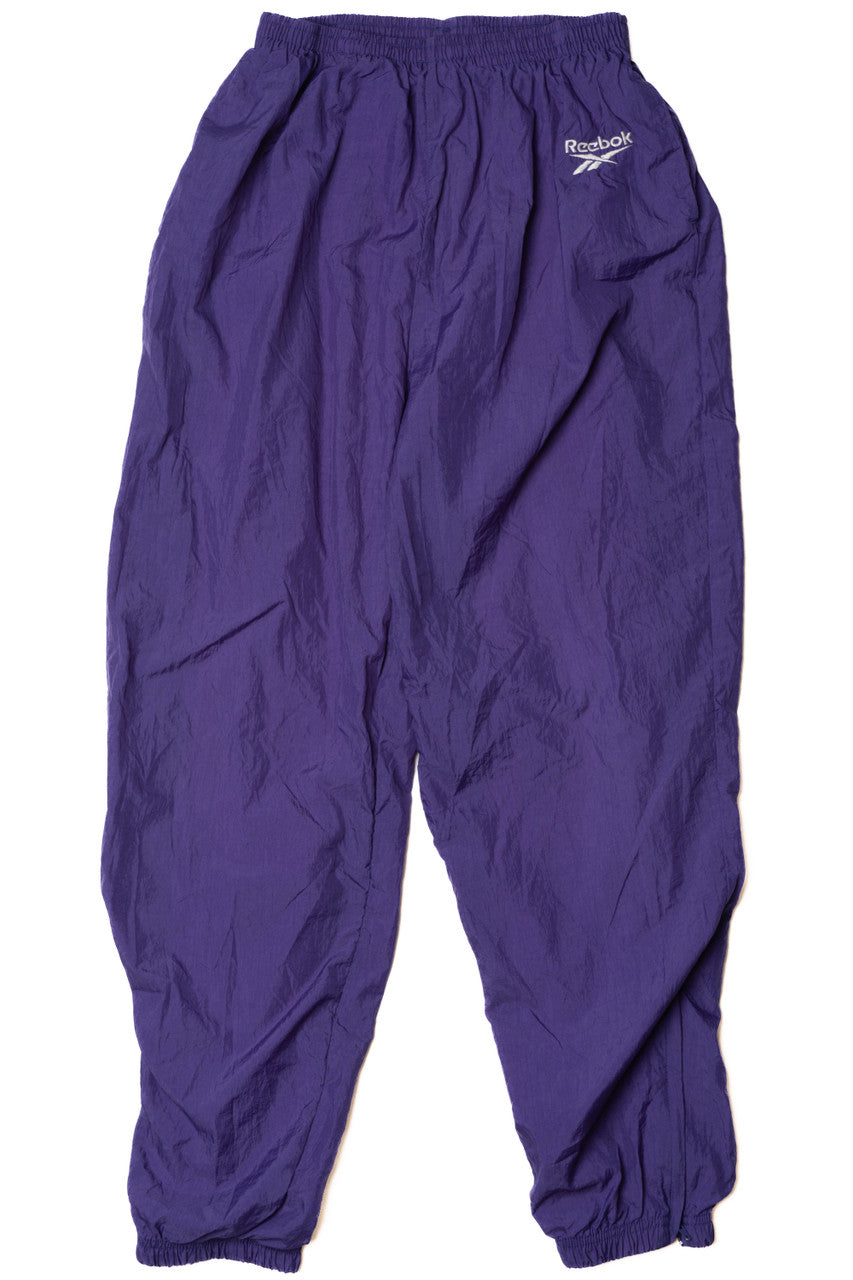 Vintage Purple Nylon Ankle Zip Reebok Logo Track Pants