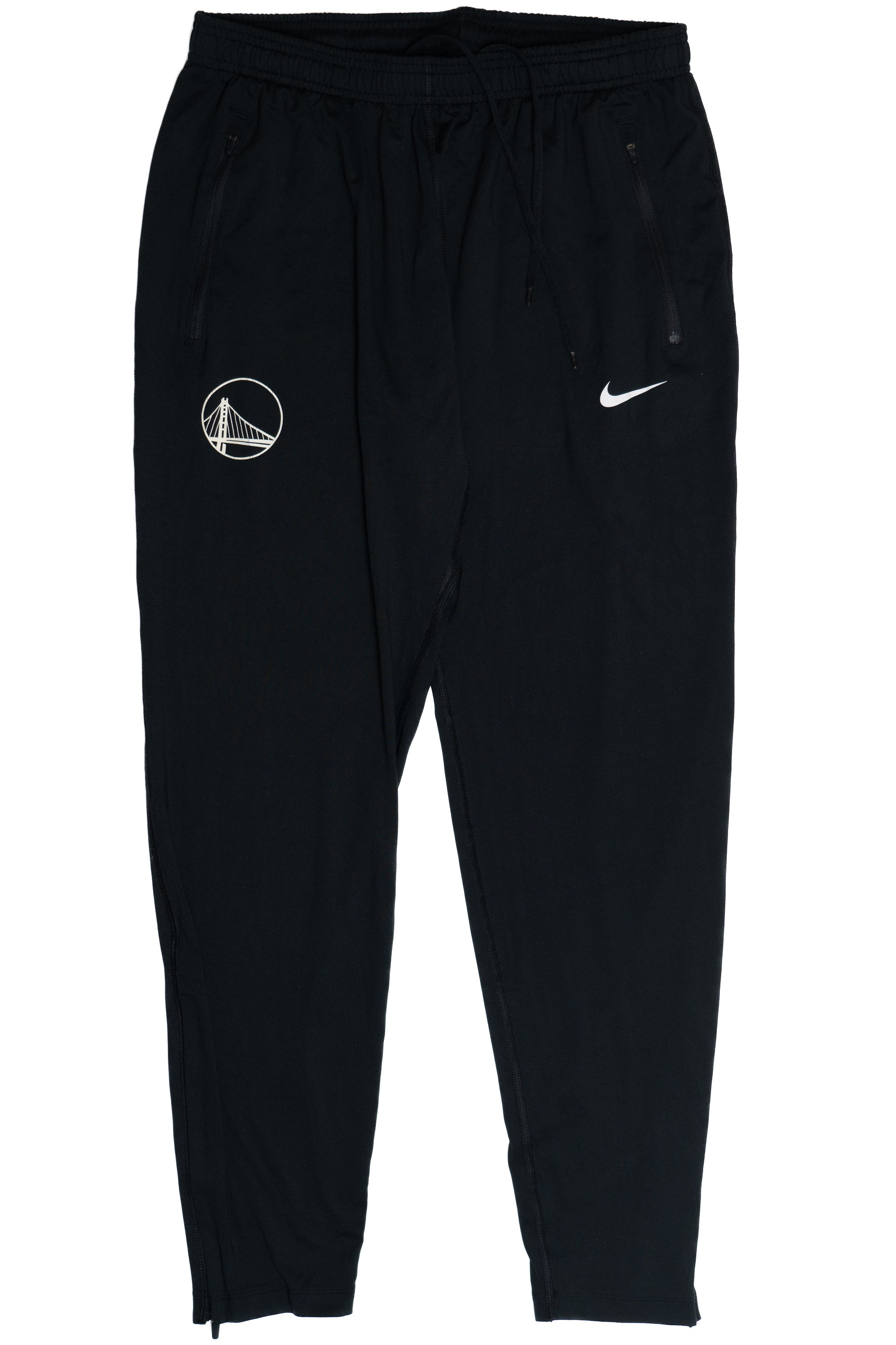 Black Nike Dri-FIT track pants with San Francisco bridge embroidery and white Nike swoosh logo on front pockets