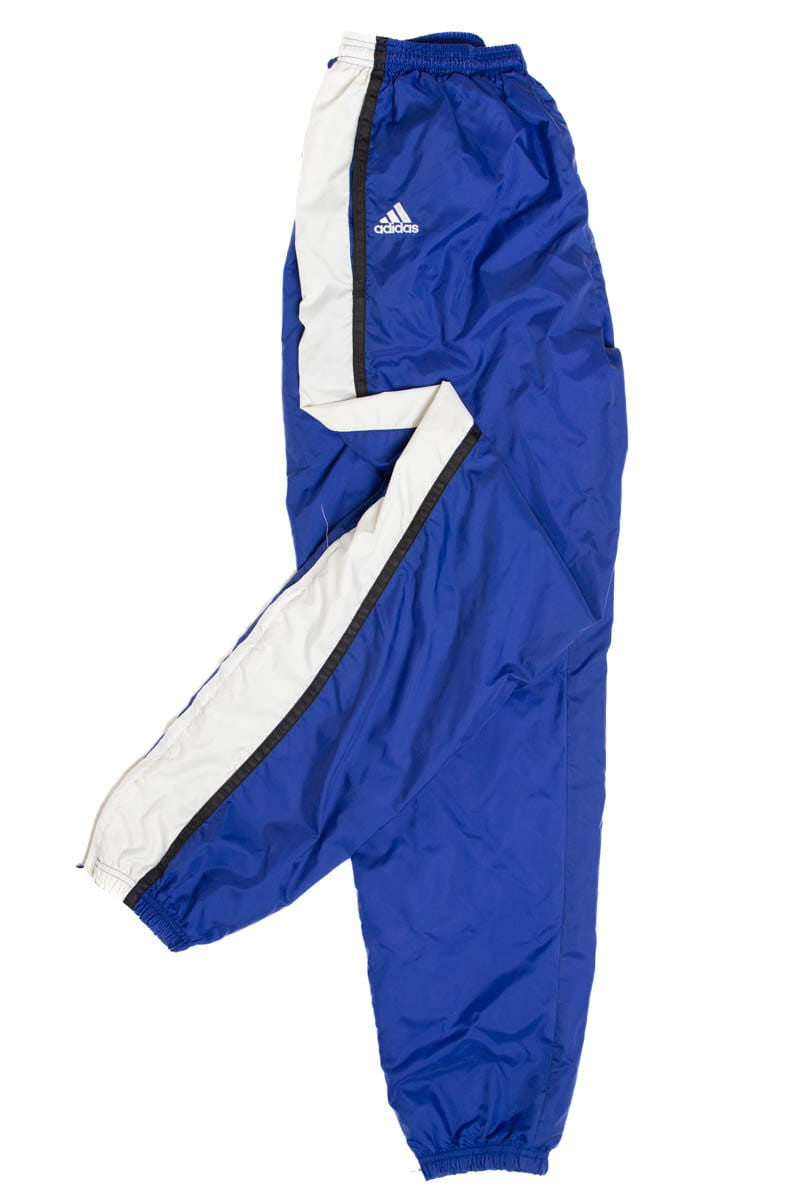 Blue & White Adidas Nylon Joggers Track Pants