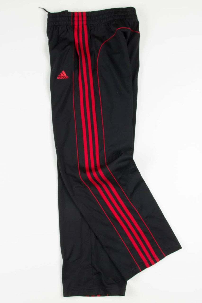 adidas track pants black with red stripes