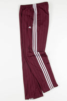Burgundy Pinstriped Adidas Track Pants (Sz. S)