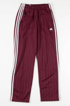 Burgundy Pinstriped Adidas Track Pants (Sz. S)
