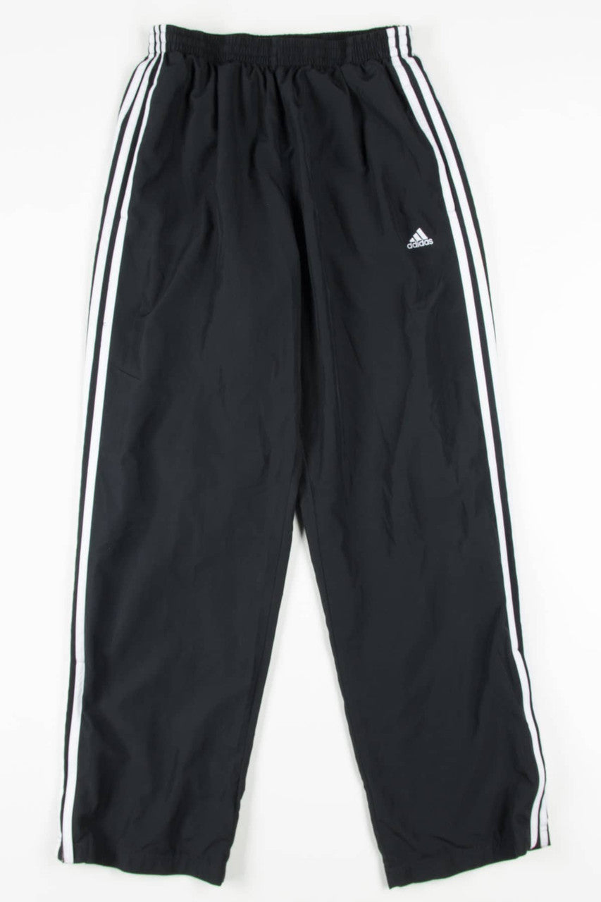 Black Three Stripe Adidas Track Pants (sz. M)