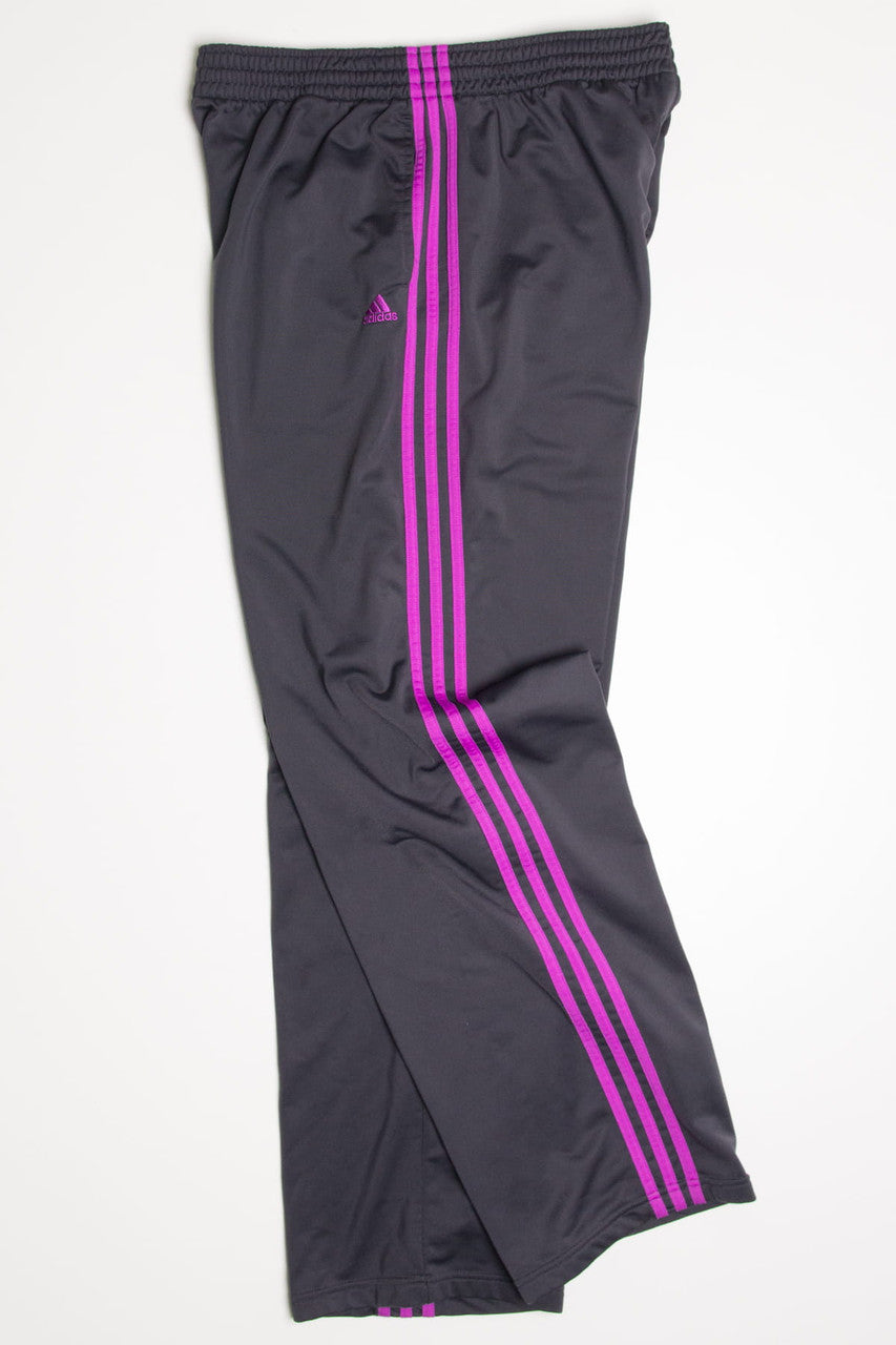 Grey & Purple Striped Adidas Track Pants (sz. XL)