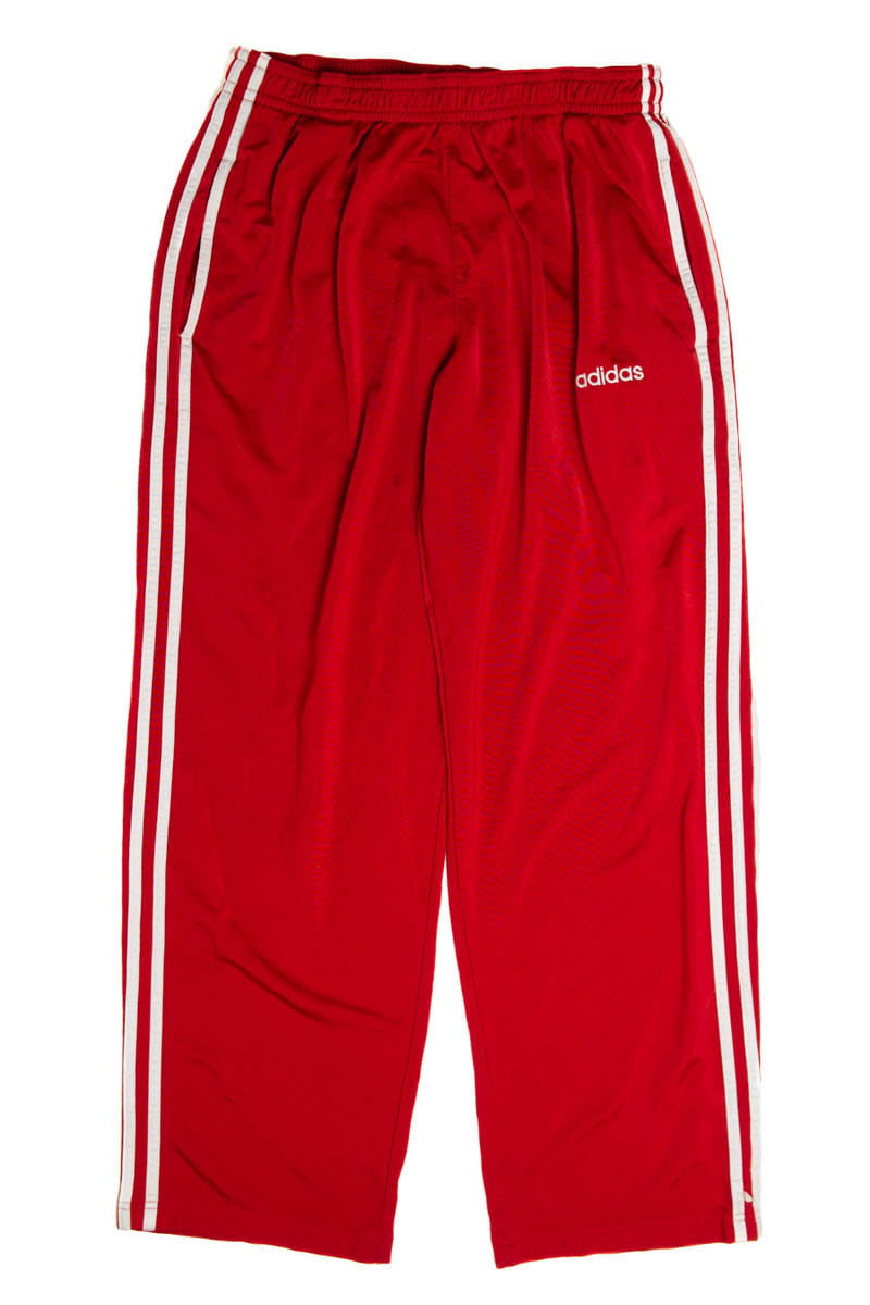 Red Triple Stripe Adidas Track Pants