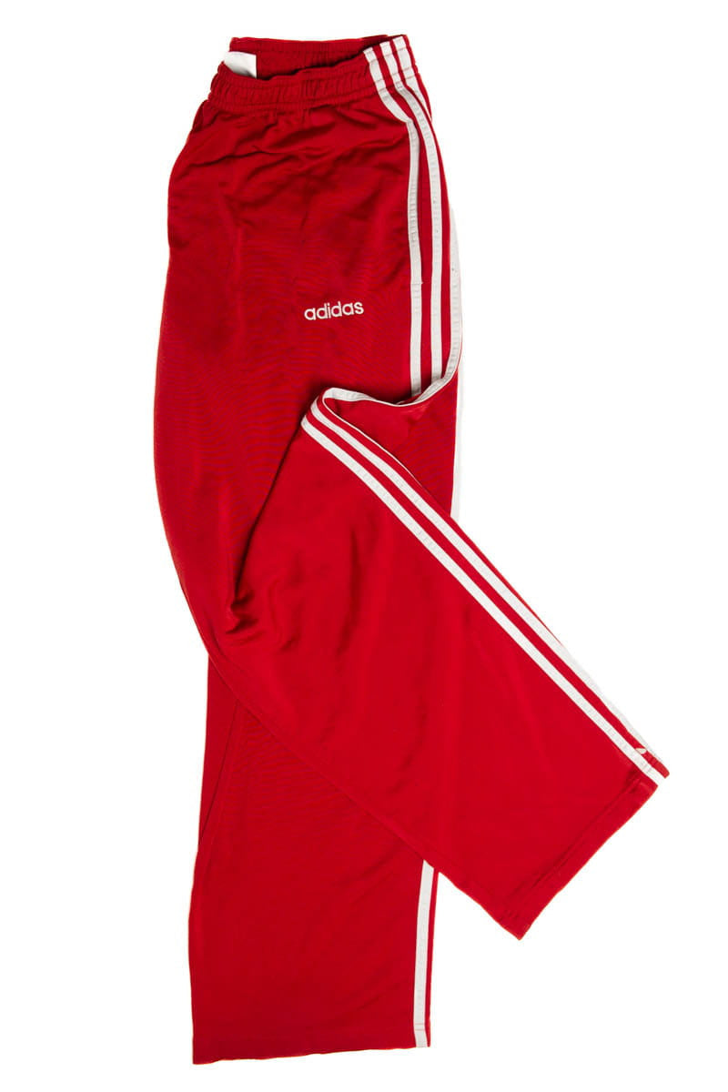 Red Triple Stripe Adidas Track Pants