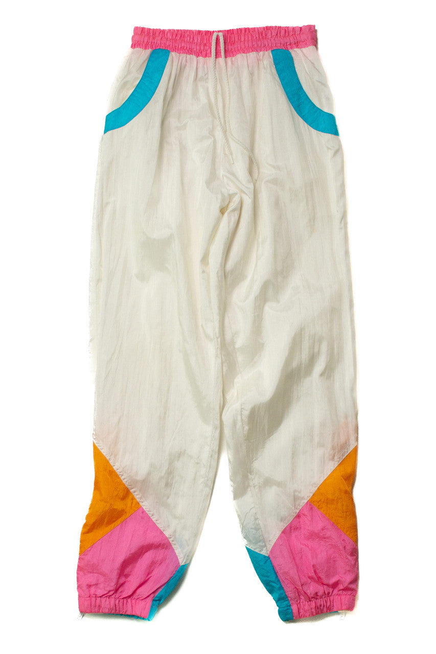 Vintage 90s Color Block Track Pants (sz. Small)