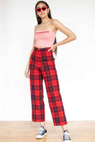 Red Wool Vintage Plaid Pants (sz. 12)