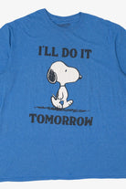 Blue Peanuts "I'll Do It Tomorrow" Snoopy Funny  T-Shirt (2020s)