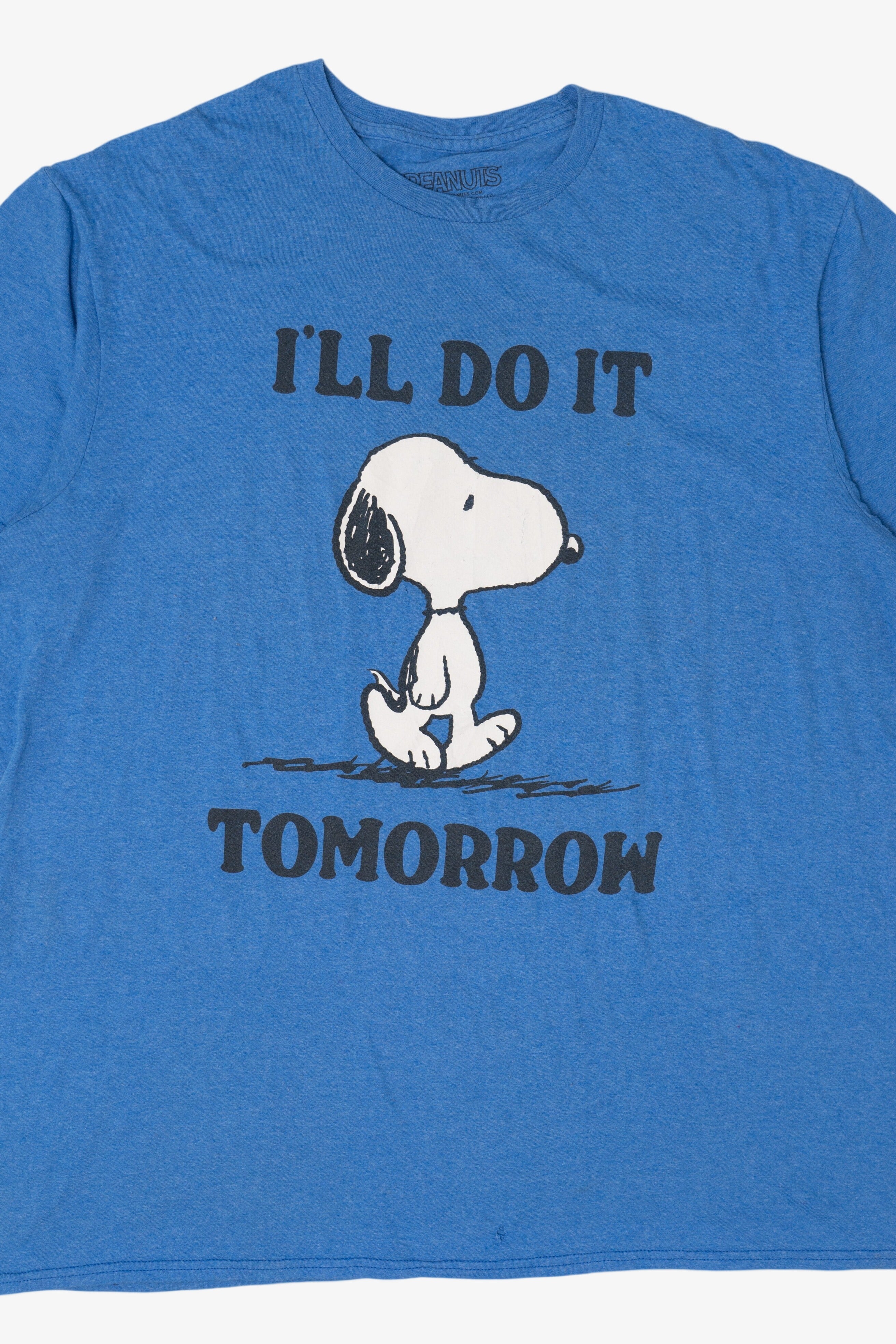 Blue Peanuts "I'll Do It Tomorrow" Snoopy Funny  T-Shirt (2020s)