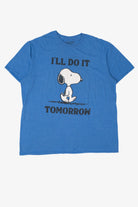 Blue Peanuts "I'll Do It Tomorrow" Snoopy Funny  T-Shirt (2020s)