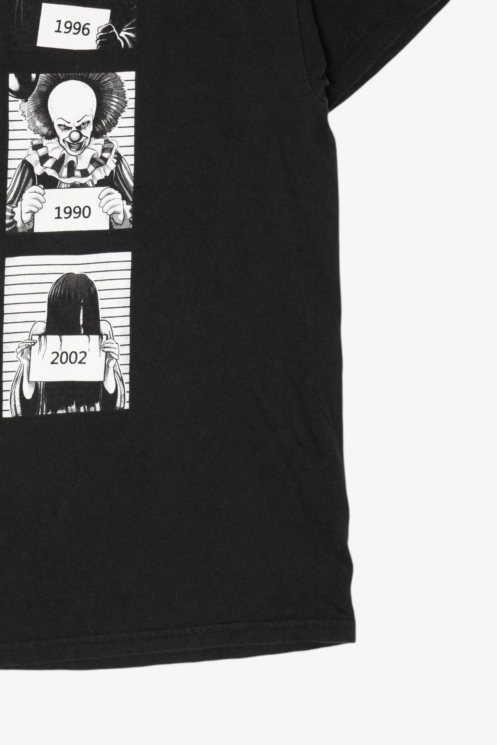 Black Tee Styled Horror Movie Icons Police Line Up T-Shirt (2020s)