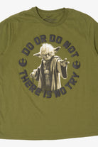 Green Embossed Yoda Star Wars "Do Or Do Not There Is No Try" T-Shirt (2010s)
