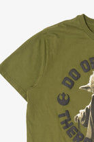 Green Embossed Yoda Star Wars "Do Or Do Not There Is No Try" T-Shirt (2010s)