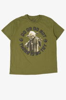 Green Embossed Yoda Star Wars "Do Or Do Not There Is No Try" T-Shirt (2010s)