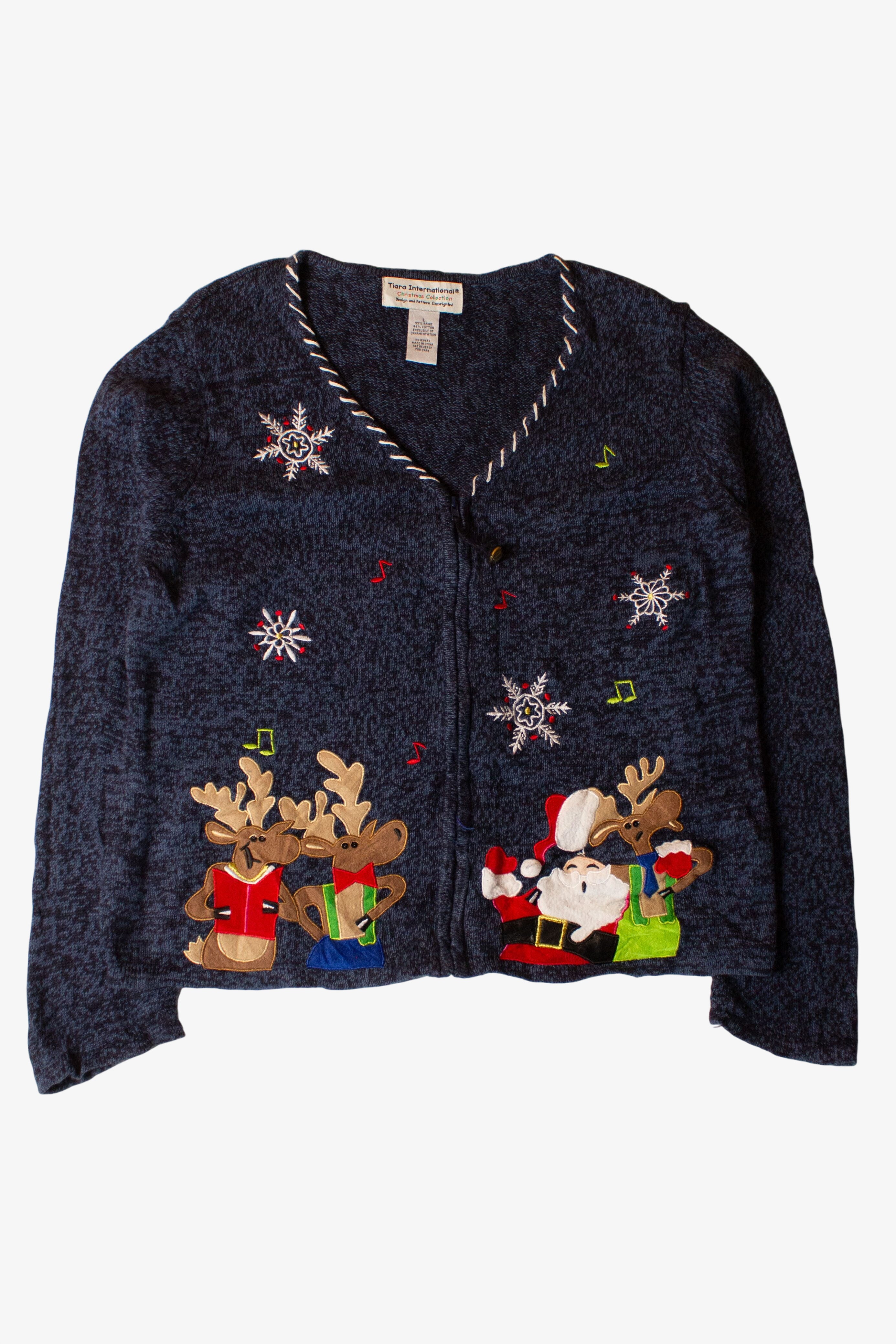 Vintage Reindeer Carols Christmas Cardigan (1990s)