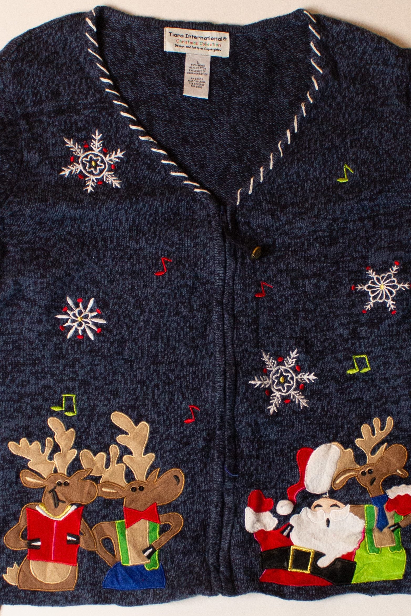 Vintage Reindeer Carols Christmas Cardigan (1990s)