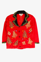 Vintage Ribbon Trees Christmas Cardigan (2000s)