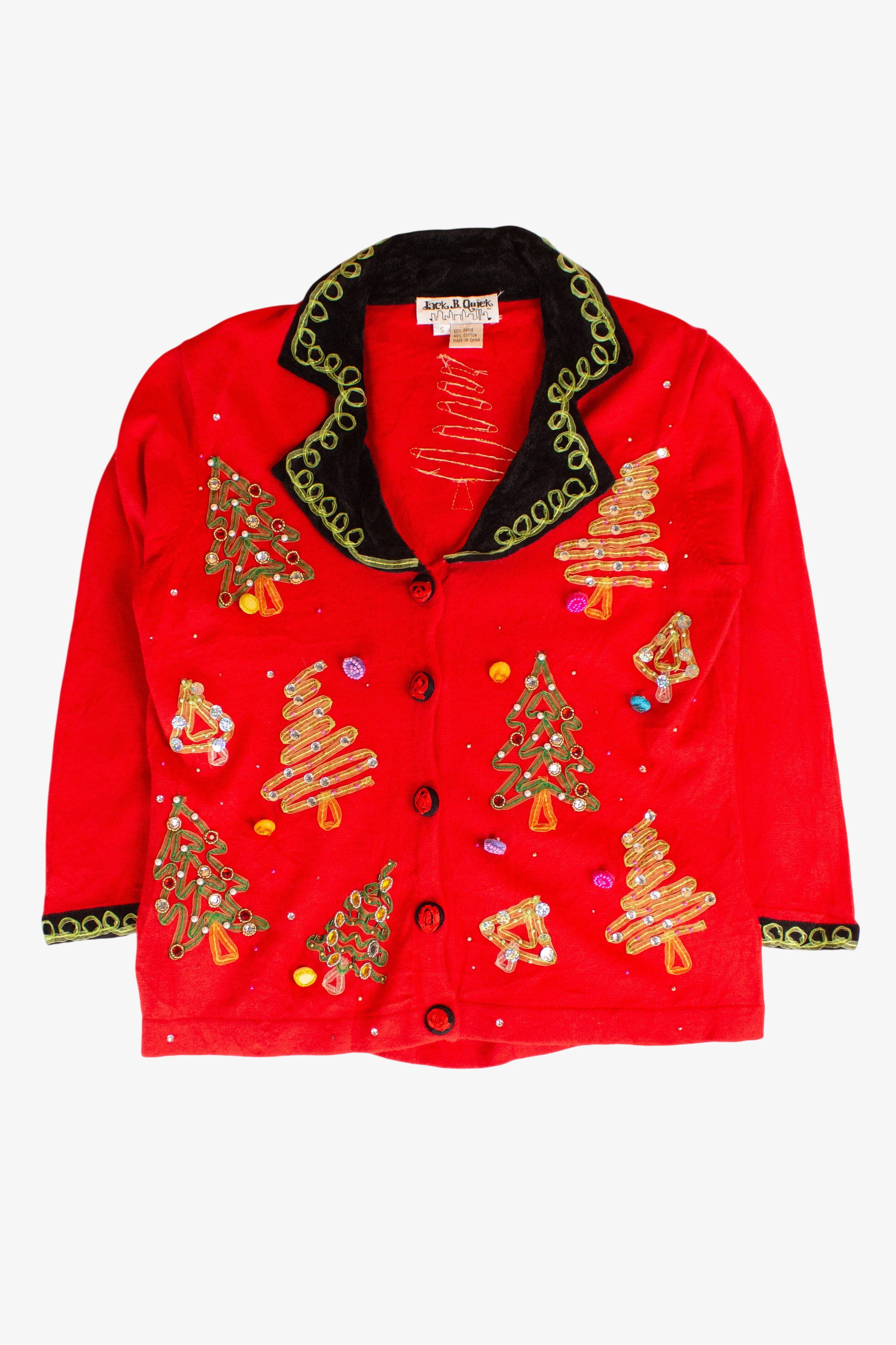 Vintage Ribbon Trees Christmas Cardigan (2000s)