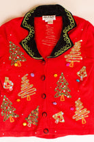 Vintage Ribbon Trees Christmas Cardigan (2000s)