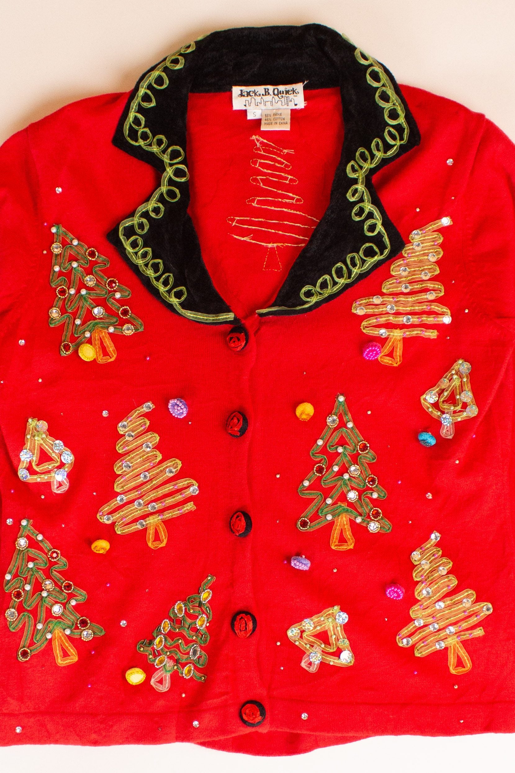 Vintage Ribbon Trees Christmas Cardigan (2000s)